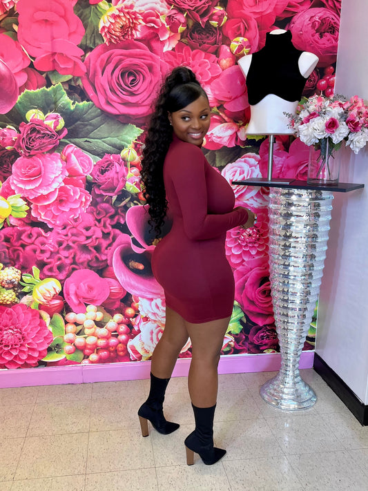 Feeling Me Yet Dress (Burgundy)