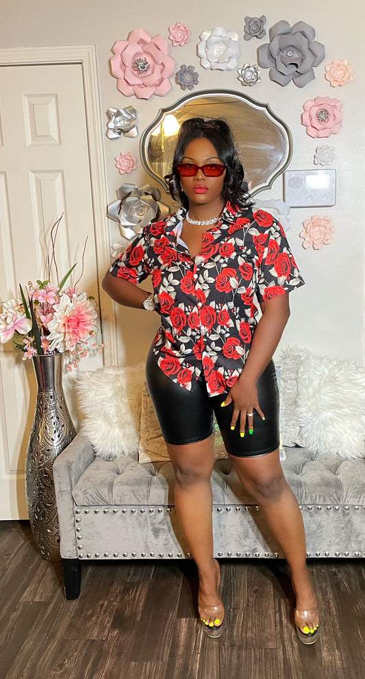 The Rose Button Up Top