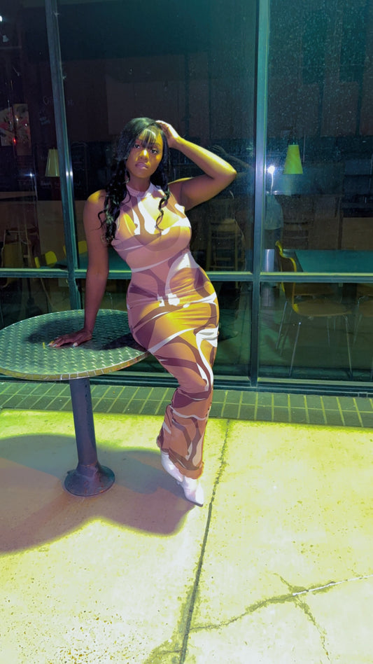 Chocolate Swirls Mesh Dress