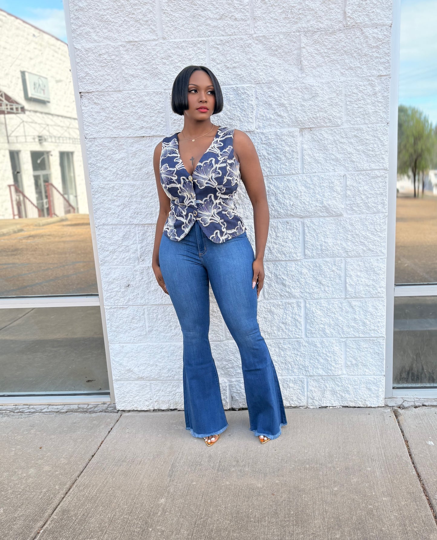 Midnight Bloom Vest Top