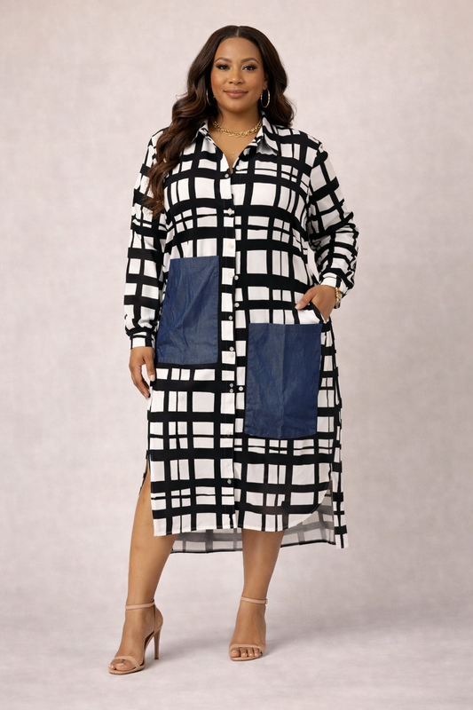 City Chic Button Dress (Curvy)