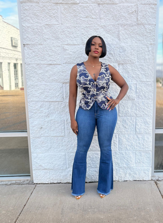 Midnight Bloom Vest Top