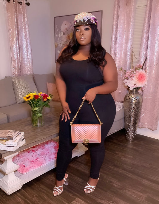 Jersey Jumpsuit (Black) (Curvy)