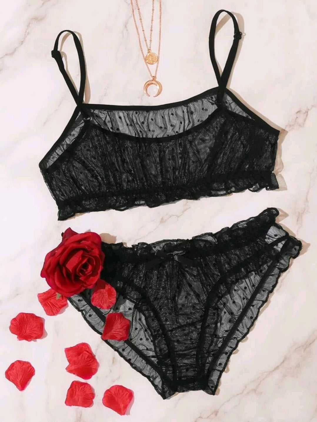 Candy Hearts Dotted Mesh Sleepwear