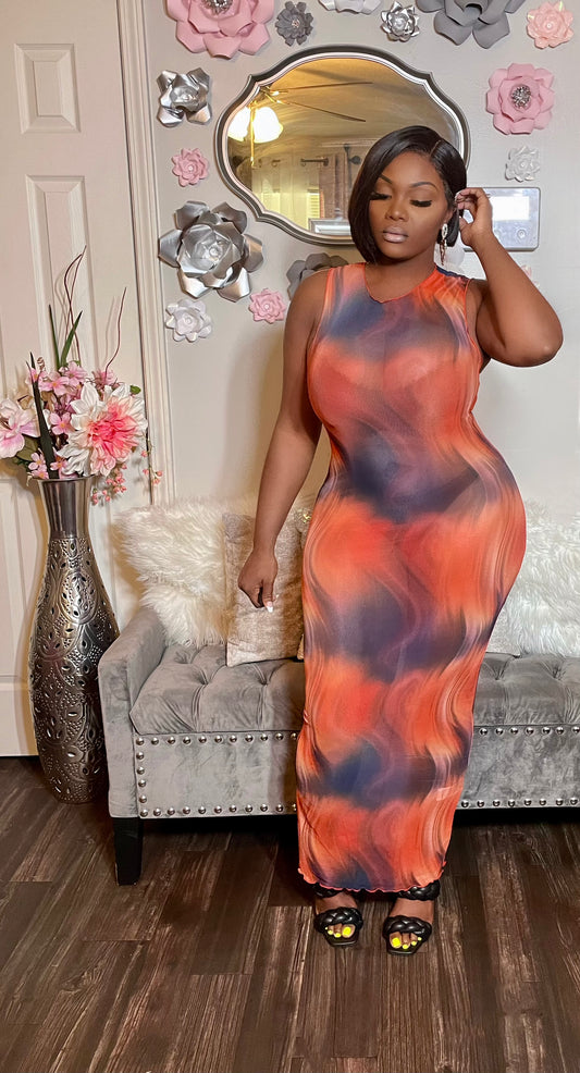 Fire Swirls Mesh Dress